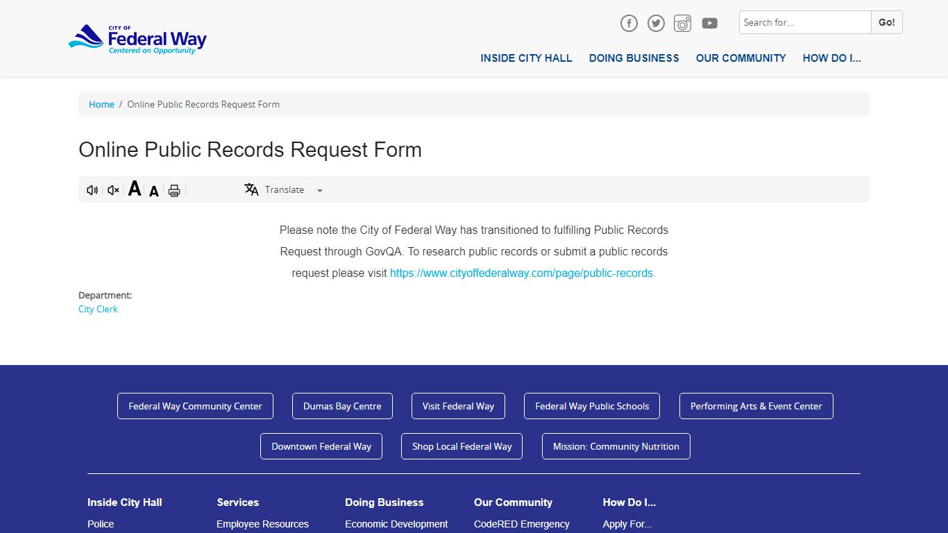 Online Public Records Request Form | City of Federal Way